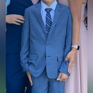 Boys suit in light blue with white button down shirt (3pieces)